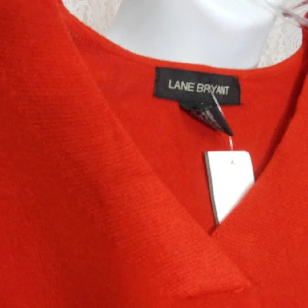 Lane Bryant V-Neck Sweater Top Blouse Rusty Orange Size 14/16W Plus